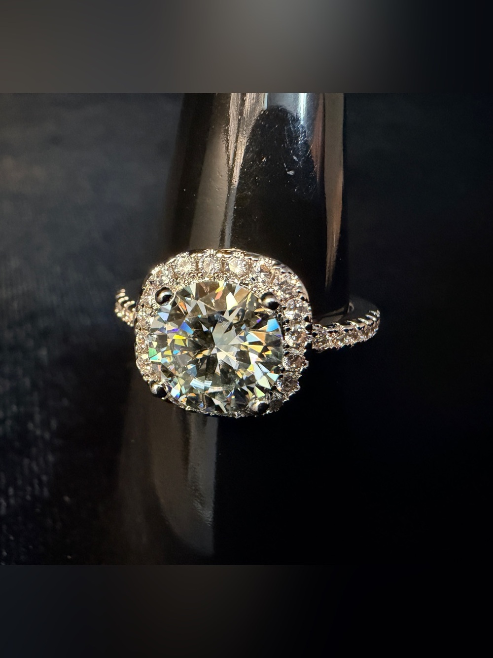 2ct GRA Round White Moissanite Halo Engagement Ring 14k White Gold Filled Size 7